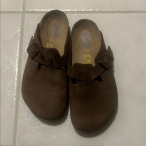 Brown Birkenstock Boston Clogs